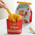 12Pcs/Set Moisture-proof Fridge Fun Snacks Bag Clips Simulation French Fries Sealing Clip Refrigerator Sticker. 