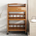 Mobile Serving Cart Rolling Side Table Spacious Tabletop Space Saving with 4 Wheels for Kitchen Dining Room.