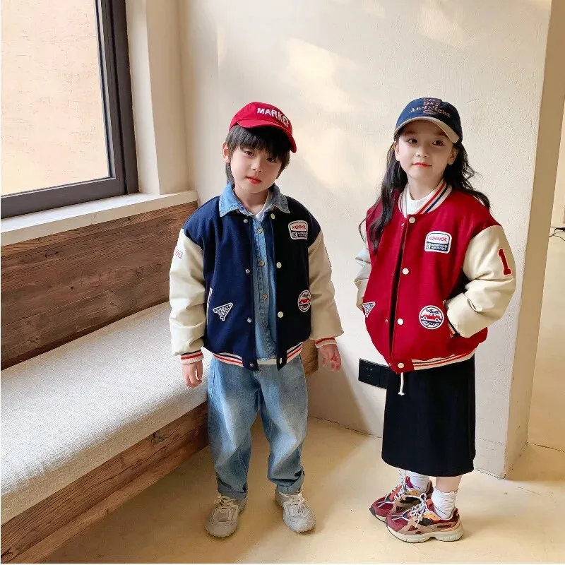 Fashion Baby Girl Boy Colored Baseball Suit Jacket Autumn Children