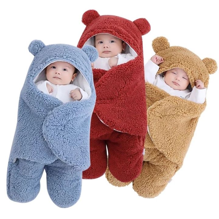 Baby Sleeping Bag Ultra-Soft Fluffy Fleece Newborn Receiving Blanket Infant  Boys Girls ClothesSleeping Nursery Wrap Swaddle