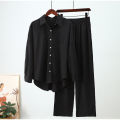 Lavish indulgent - Women Office Wear Shirts Two Piece Suit Women Elegant Wide Pants Outfits Tracksuit - Easy To maintain. 