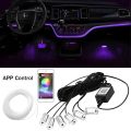 6 in 1 RGB LED Atmosphere Car Interior Ambient Light Kit Fiber Optic Strips Light By App Control DIY Music 6M Fiber Optic Band-RGB. 