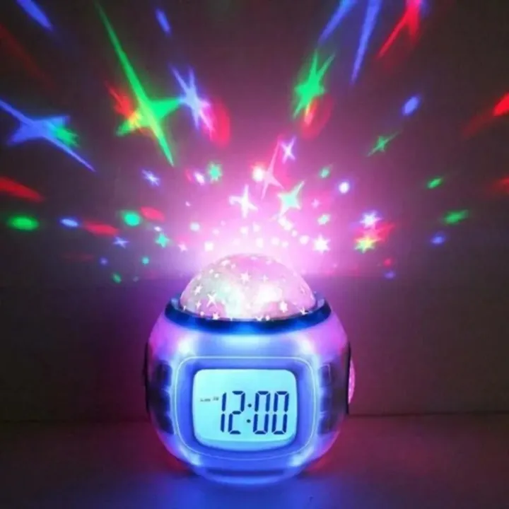 【Cathery Baby Store】Music Starry Snooze Alarm Clock Kids Light Projector