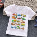 Firetruck Firefighter Kids Clothes Short-sleeved T-shirts Children Sweatshirt Cartoon Cartoon car excavator Boys Girls Clothing. 