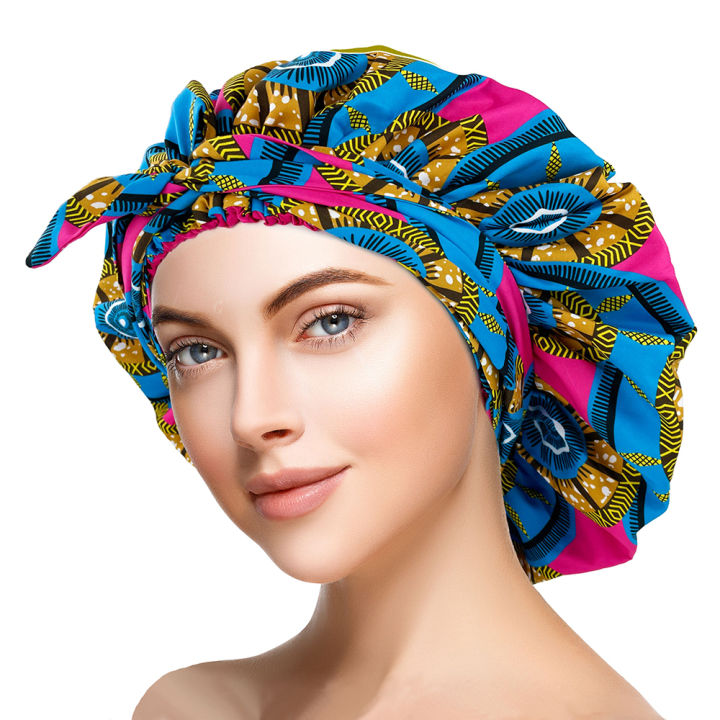 Alien%20Large%20Size%20African%20Print%20Satin%20Bonnet%20with%20Long%20Ribbon%20Wrap%20Double%20Layer%20Headwrap%20Ankara%20Pattern%20Women%20Hair%20Cover%20Hair%20Wrap%20Cap%20-%20Image%202