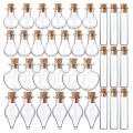 50 Pieces Small Mini Glass Jars Bottles with Cork Stoppers 5 Shapes Tiny Wishing Drifting Bottle Crafts DIY Projects. 