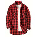 Happy Night Men's Shirts Button-Up Classic Plaid Smart Casual Flannel Shirt Long Sleeved Chest Two Pockets Design Spring Autumn Men Tops. 
