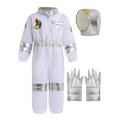 Kids Astronaut Costume, US Space Suit, Unisex Boys and Girls, One-Piece Halloween Roleplay Outfit with Helmet and Gloves. 
