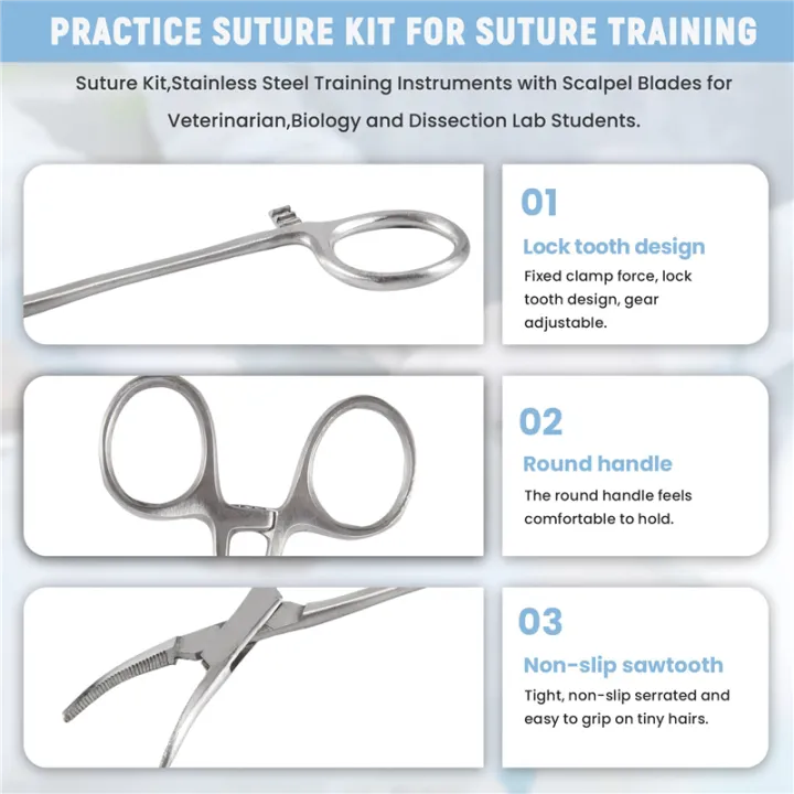 Suture%20Kit,Stainless%20Steel%20Training%20Instruments%20with%20Scalpel%20Blades%20for%20Veterinarian,Biology%20and%20Dissection%20Lab%20Students%20-%20Image%206