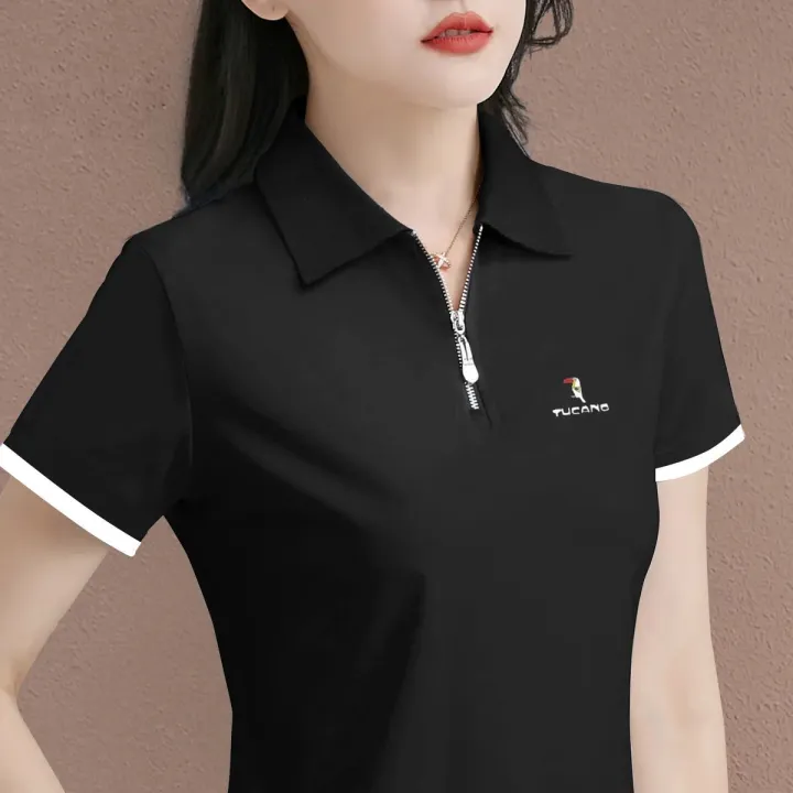 Leak%20Picking~Tail%20Single%20Big%20Label%20Cutting%20Counter%20Withdraw%20Foreign%20Trade%20Western%20Style%20Zipper%20FashionPOLOLadiesTT-shirt%20-%20Image%203