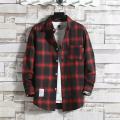 Ins Plaid Shirt Men's Outer Wear Trend All-match Long-sleeved Shirt. 