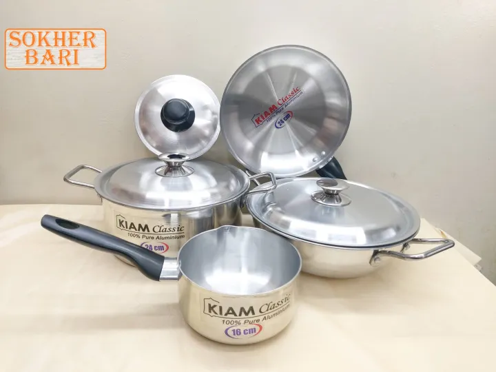 Kiam%207%20Pcs%20Family%20Pack%20Cookware%20Set%20Pure%20Aluminium.%20Casserole%20Stock%20Pot,%20Korai,%20Milk%20Pan,Fry%20Pan%20&%20Lid%20Set.%20Model:%20A400.%20-%20Image%202