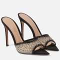 New Summer Women's High-heeled Sandals Stiletto Rhinestone High-heeled Slippers Pointed Toe Open Toe Slip-on High-heeled Sandals.