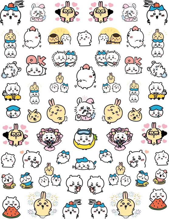 5/60pc%20paku%20rabbit%20nail%20stickers%20Nail%20Art%20Stickers%20Cute%20Cartoon%20Character%20Design%20Chiikawa%20Nail%20Decals%2080*105mm%20adhesive%20stickers%20-%20Image%205