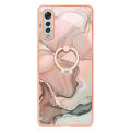 Marble Pattern Ring Holder Slim Phone Case For LG Velvet 4G / Velvet 5G / G9 Velvet Phone Case Metal Kickstand Cover.