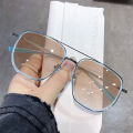 Retro Vintage Color Changing Sunglasses for Men - Large Frame, Double Bridge, Ultra-light Photochromic Blue Lens. 