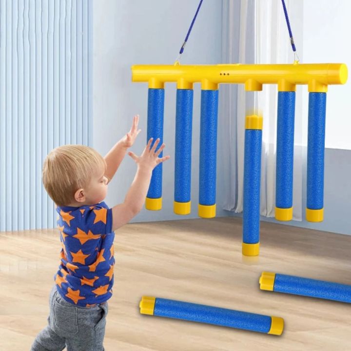 【Popular】 New Indoor Kids Falling Sticks Game Toddler Learning Toys Reaction Challenge Grab Stick Machine Lectronic Trainer Toys Hand Grabbing Stick