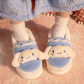 Anime Sanrios HelloKitty Plush Package Heel Cotton Slippers Cartoon Kuromi Cinnamoroll Kawaii Winter Warm Non-Slip Home Slippers.