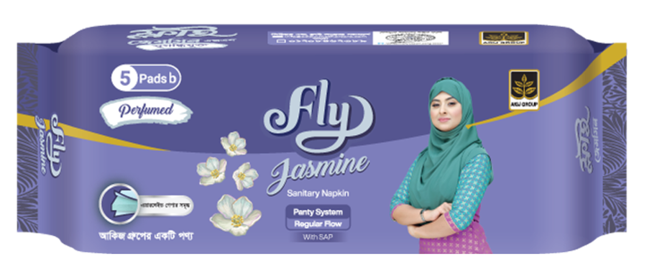 Fly Sanitary Napkin Jasmine 5-Panty System Perfumed-5 Pads Pack