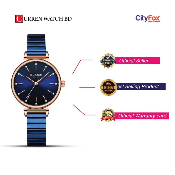 Curren 9081 Stainless Steel Analog Watch For Women - Blue