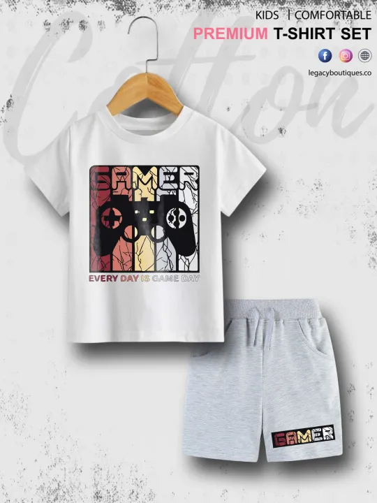Babies%20T-shirt%20Set%20Gamer%20Kids%20Casual%206%20Month%20To%206%20Year%20Summer%20Time%20-%20Image%202