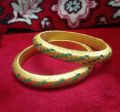 1 pair Golden Sutar churi bangles/churi size for girls and women Shutar churi Silk Elegance: Handcrafted Silk Thread and Plastic Bangles. 