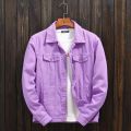 High Quality Men Denim Jackets Outwear Casual Cowboy Coats New Spring Autumn Purple Orange Men Loose Jean Jacket Chaqueta Hombre.