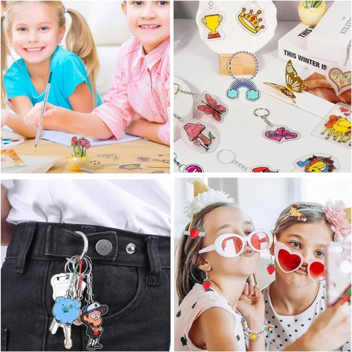 160Pcs%20Shrink%20Plastic%20Sheets%20Kit,7.9%20X%205.7%20Inch%20Shrink%20Paper%20Sheets%20and%20Keychains%20Making%20Accessories%20for%20Kids%20DIY%20Craft%20-%20Image%205