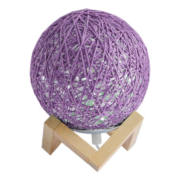 Twine Rattan Ball LED Desk Bedside Table Lamp Night Light Birthday Kids Gift