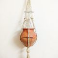 Handmade Off White Jute Plant Rope Hanger For Home Indoor Outdoor -1 Piece. 