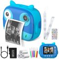 1080P Cute Kids Instant Camera 12MP Kids Digital Camera with 3 Printing Paper Rolls 2.4inch IPS Screen-blue. 
