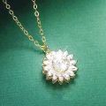 Super Shining Rotating Sunflower Necklace New Design Crystal Flower Luxury Jewelry. 