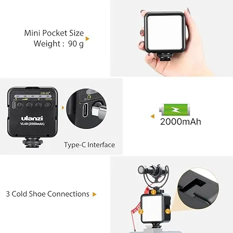 Ulanzi%20VL49%20Mini%20LED%20Video%20Light%206W%20with%202000mAh%20Rechargeable%20Battery%20-%20Image%205