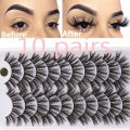 10 Pairs 3D Faux Mink Lashes Fluffy Soft Wispy Volume Natural Long False Eyelashes Reusable Eye Lashes Makeup.