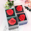 Rotating Rose Gift Box Valentine's Day Marriage Proposal Ring Box Acrylic Flower Gift Packaging Box Necklace Jewelry Case 1Set.