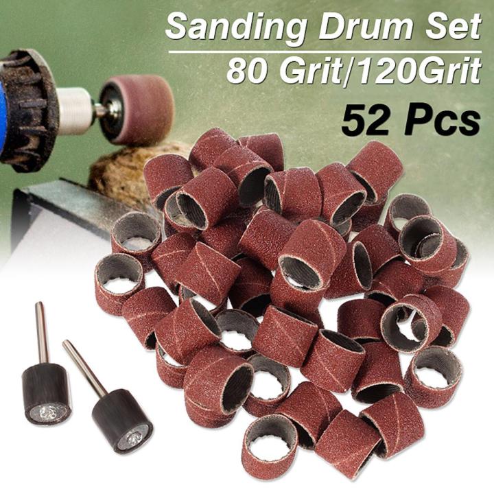 100-Piece 1/2" Sanding Drum Kit With 2 Rubber Mandrels – 4 Grit Sizes, For Rotary Tools
