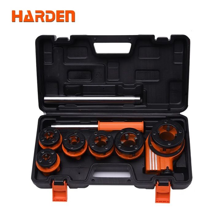 Harden 9Pcs Pipe Threading Set Manual Pipes Threading Tool with Plastic Box 600871
