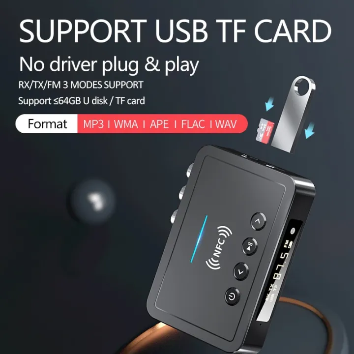 NFC%20LED%20Digital%20Display%20Bluetooth%205.0%20Audio%20Transmitter%20Receiver%203.5mm%20AUX%20RCA%20Optical%20Coaxial%20TF/U-Disk%20FM%20Mic%20Wireless%20Adapter%20-%20Image%206