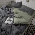 Ins Two-sided Solid Color Bedding Set Flat Bed Sheet Duvet Cover Single Double Full Queen King Bedclothes Ins Pure Bedroom Linen. 