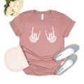 Rock on Skeleton Hands T Shirt Skeleton Metal Fingers Shirt Funny Halloween Tee Women Graphic Tees Goth T-shirt Unisex Tshirts.