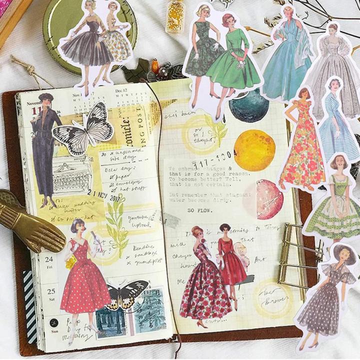 240 Pcs Vintage Washi Stickers for Journaling Supplies, Retro Style Ladies Scrapbook Stickers Scrapbooking Supplies