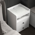 Modern square Bedside Table with Motion sensor light Coffee End Bed Side, Bedside Table Nightstand with Led Light for Bed Rooms Bedroom 24/16.