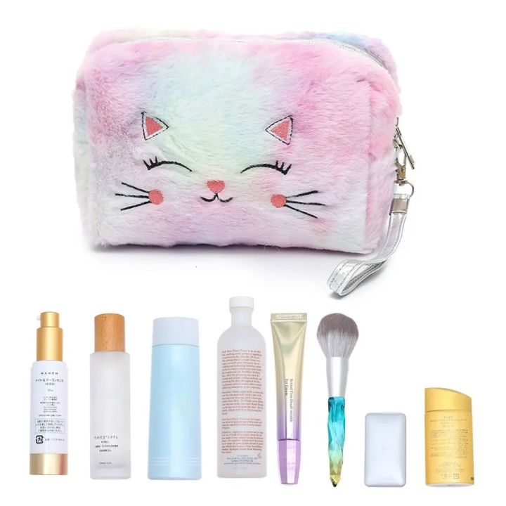Cartoon%20Plush%20Cat%20Cosmetic%20Bag%20Women%20Colorful%20Makeup%20Pouch%20Portable%20Toiletry%20Bag%20Travel%20Organizer%20Female%20Beauty%20Case%20-%20Image%203