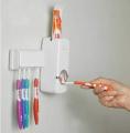 Toothpaste Dispenser Automatic with 5 Toothbrush Holder with Sticky Suction Pad.