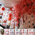 Kitsune Fox Mask Woman Cosplay Plastic Japanese Half Face Mask hanging on wall for Party Decoration Funny Children Anime Mask. 