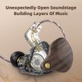 Hellodigi Q1Pro Retro Wood Grain In Ear Earphones Dynamic Stereo With Microphone Music Game Noise Reduction Wired Earphones.