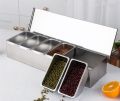 High quality 304 Stainless Steel Seasoning Box Hotel Restaurant chef Seasoning Box With Lid Storage Box Household Seasoning Tank. 