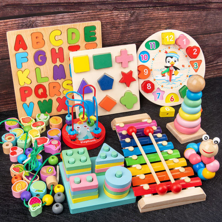 Montessori Wooden Toys for Babies 1 2 3 Years Boy Girl Gift Baby ...