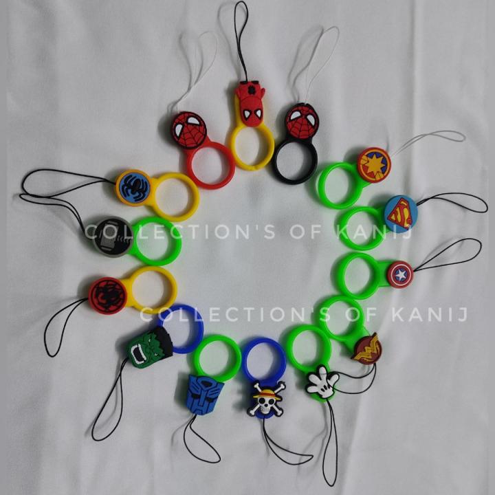 Spider Man And Others Cute Cartoons Silicon Round Shape Ring Strap For Mobile