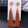 【beauty code store】L&H Tassel Earrings For Women 2023 Fashion Drop Earrings Jewelry Vintage Crystal Silk Long Earrings. 